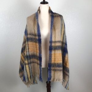 Tory Burch brushed mohair Shetland plaid scarf/wrap